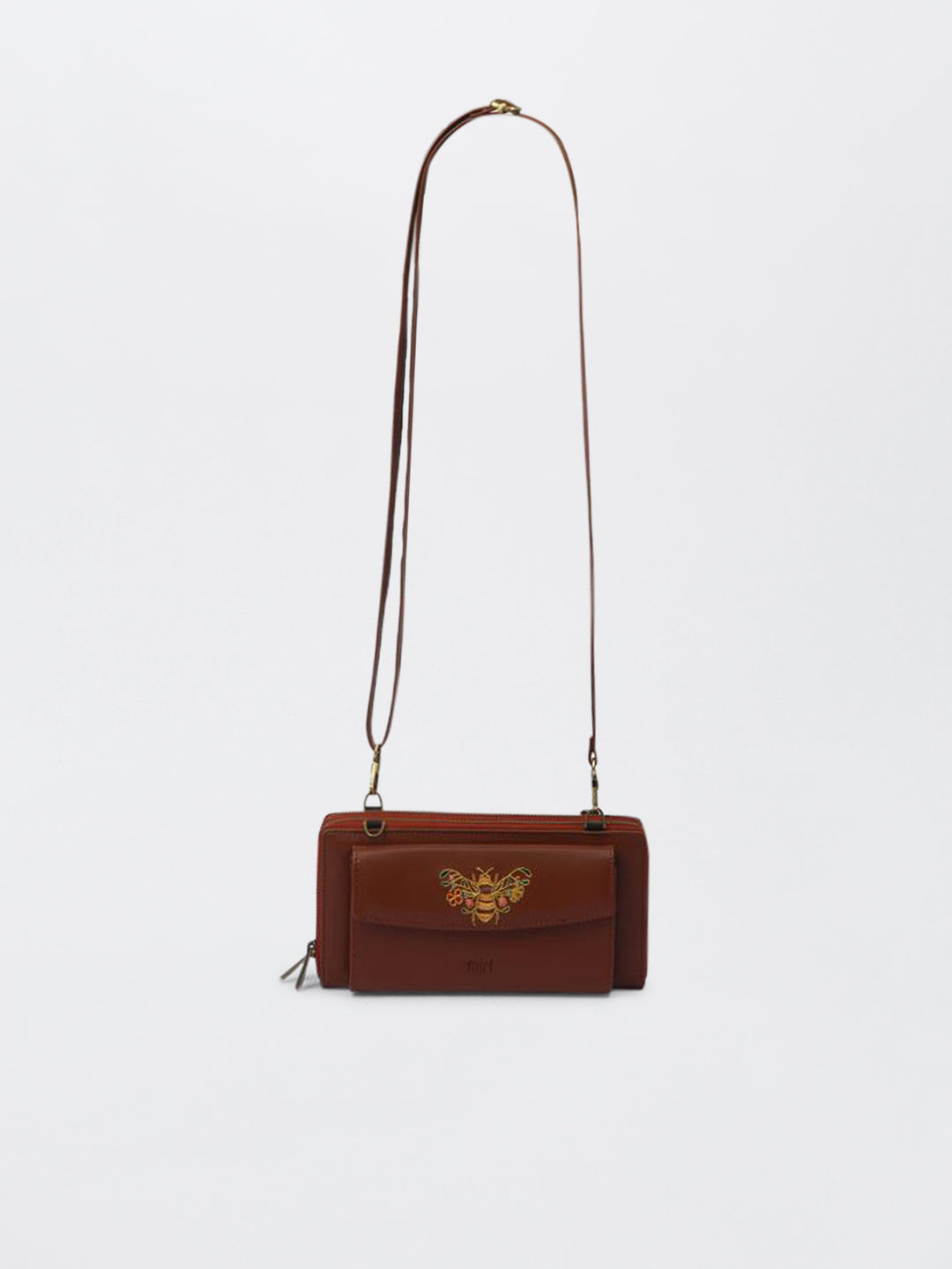 Queenbee Hand Embroidered Wallet Wrist Sling - Brown