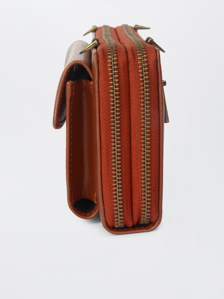 Queenbee Hand Embroidered Wallet Wrist Sling - Brown
