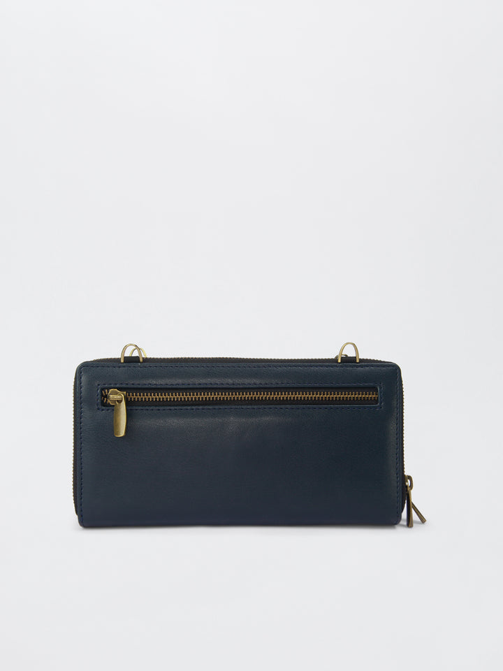 Queenbee Hand Embroidered Wallet. Wrist Sling - Midnight Blue