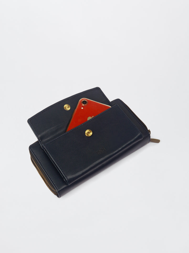 Queenbee Hand Embroidered Wallet. Wrist Sling - Midnight Blue