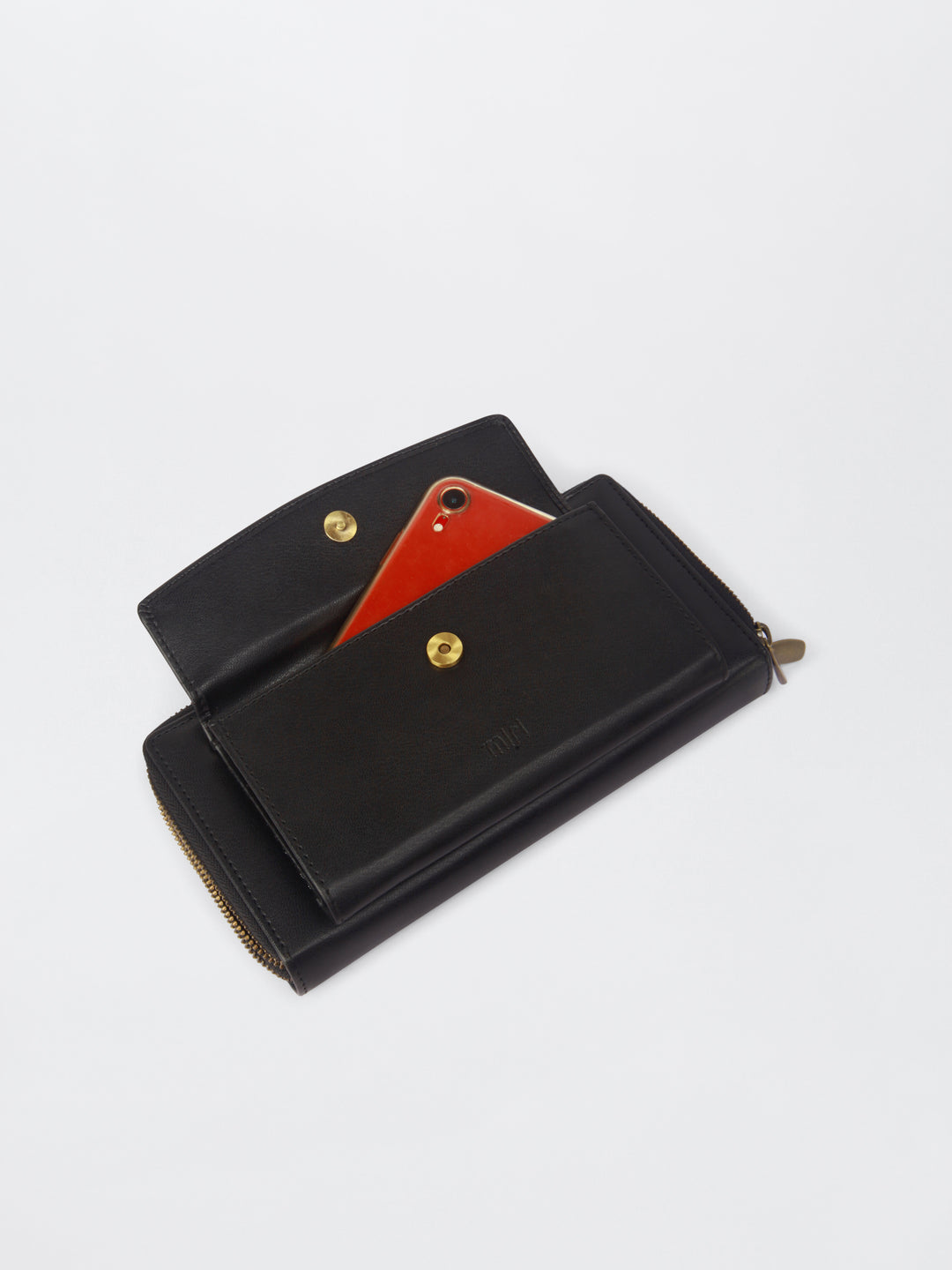 Queenbee Hand Embroidered Wallet. Wrist Sling - Midnight Black