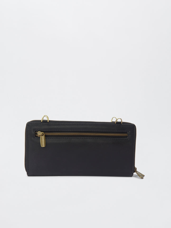 Queenbee Hand Embroidered Wallet. Wrist Sling - Midnight Black