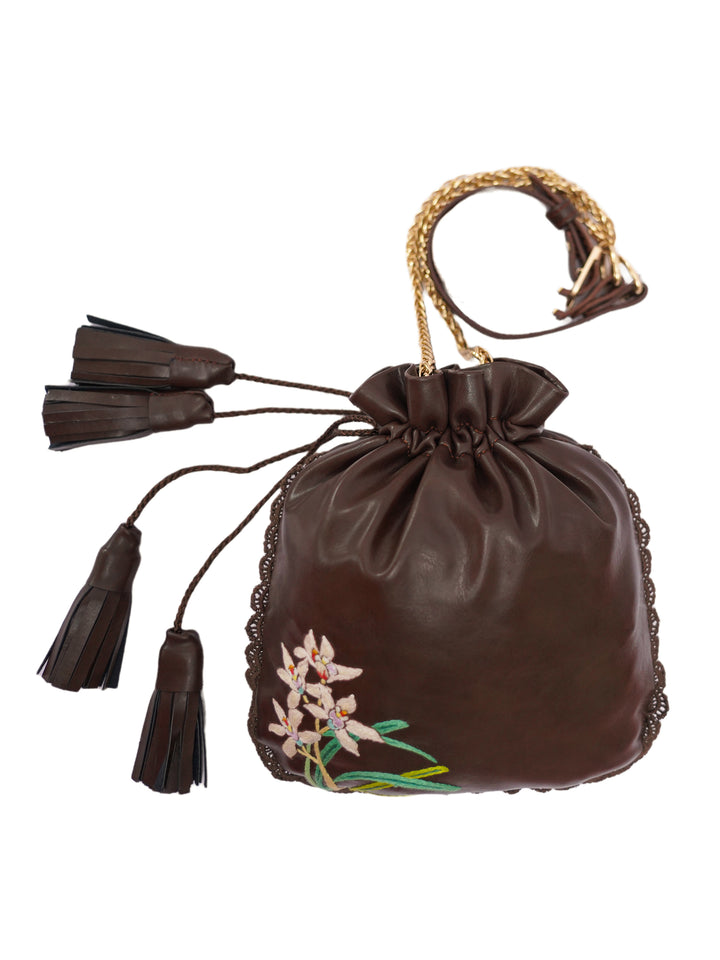 Hand Embroidered Hibiscus Potli Bag