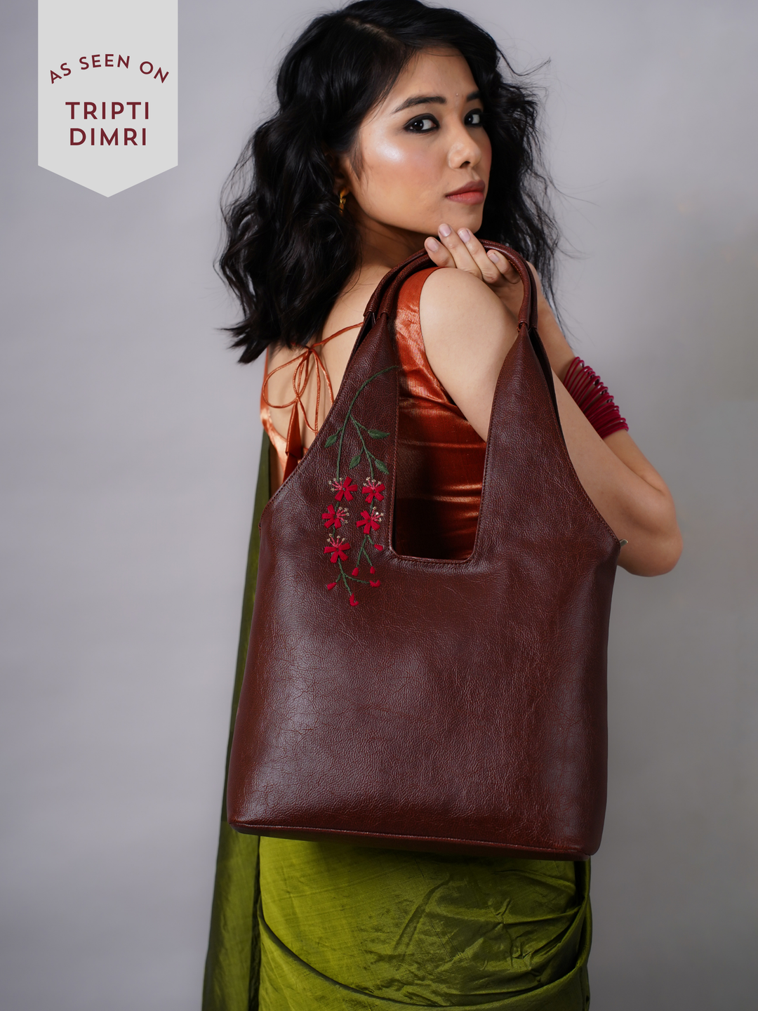 Hand Embroidered Cherry Blossoms Tote Bag