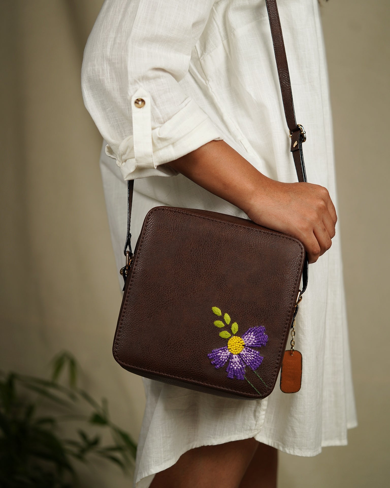 Hand Embroidered Magnolia Sling Bag Miri